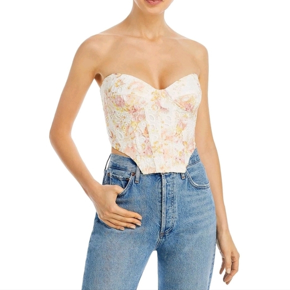 🔥Bardot Floral Strapless Corset Top - Picture 1 of 7